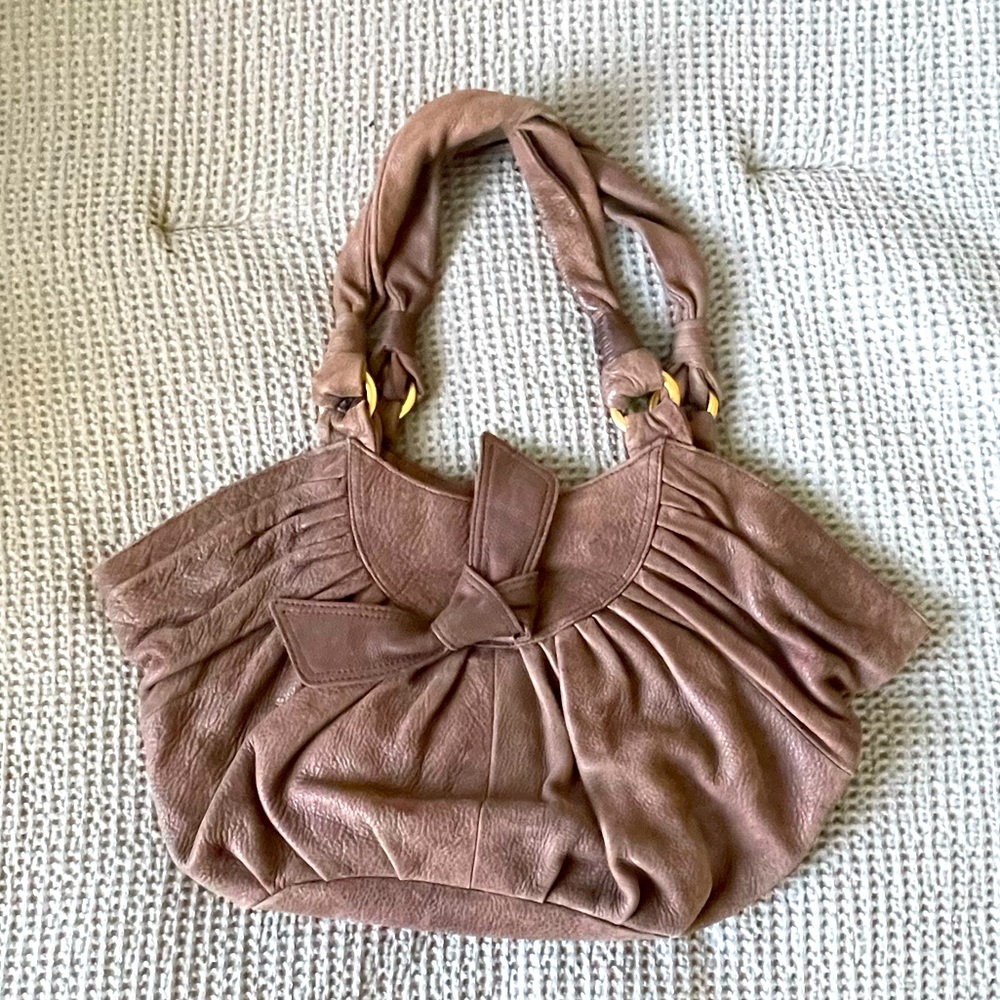 BCBG Brown Leather Shoulder Bag